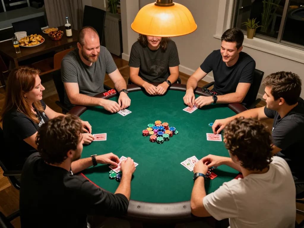 Celebrating a winning hand during an online poker game at https://s666hn.com/ with strategic discussions in a cozy setting.