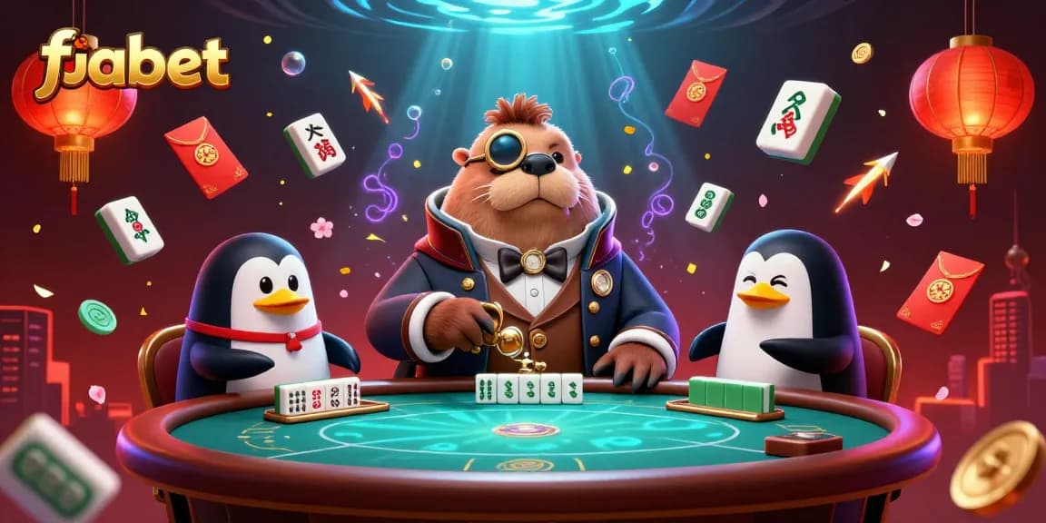 Experience thrilling action at fabet with a jolly walrus playing poker underwater, surrounded by festive gambling elements.