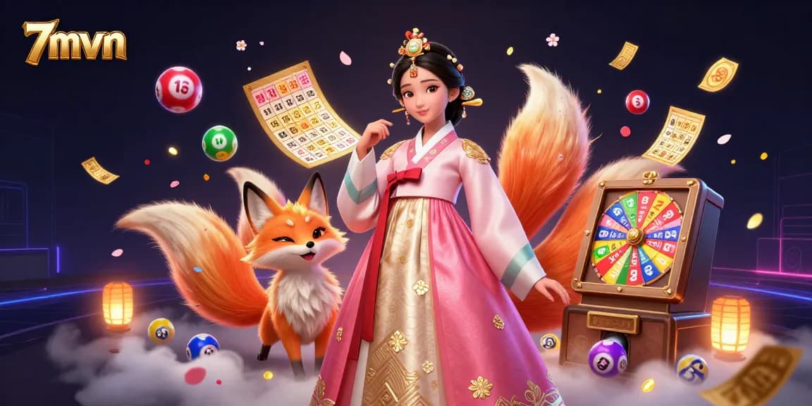Experience the excitement of 7mvn with a dynamic illustration featuring vibrant lottery elements.