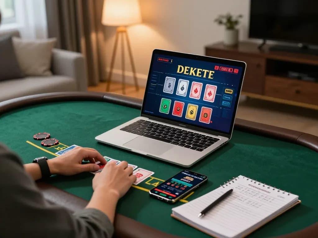 Person engaging with computime casino app on laptop during an online gaming session, showcasing strategic gameplay.