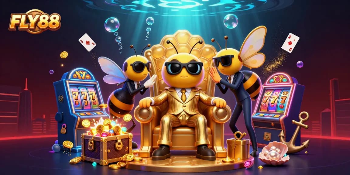 Experience exciting wins with FLY88's slots in an engaging underwater casino scene.