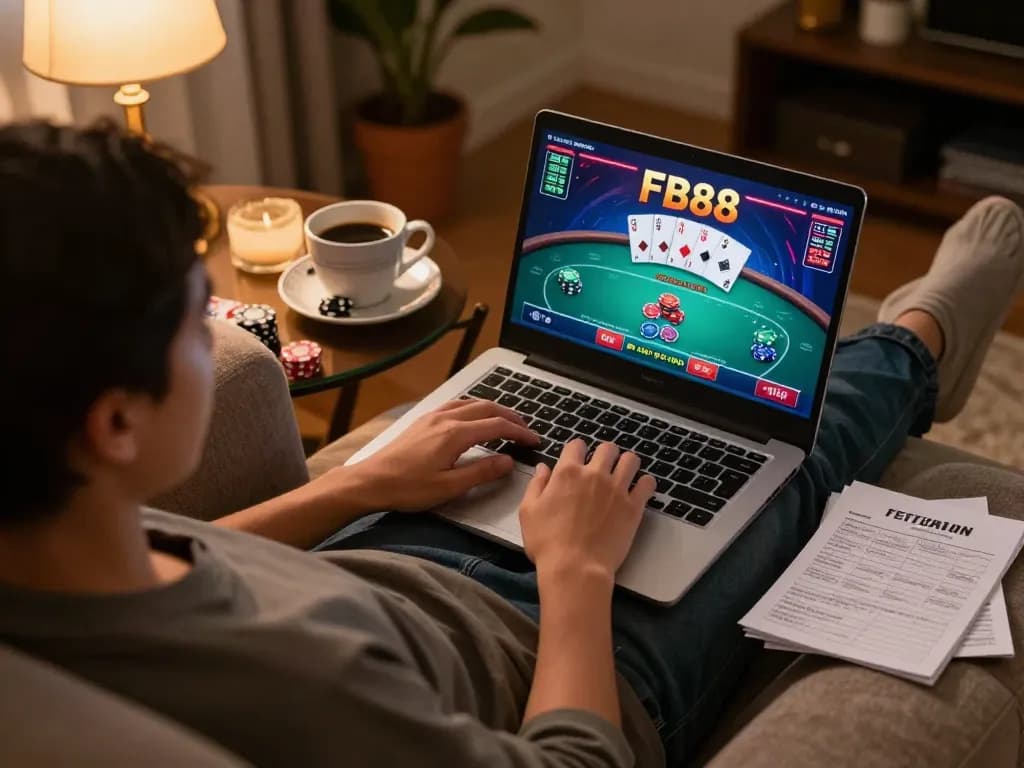 Engaging with betting options on FB88 while enjoying a cozy home gaming atmosphere.
