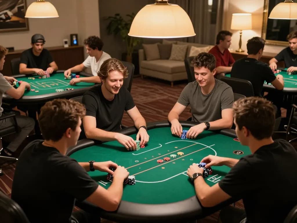 Players enjoying a game at Go99 poker tables, showcasing competitive gameplay in a vibrant atmosphere.