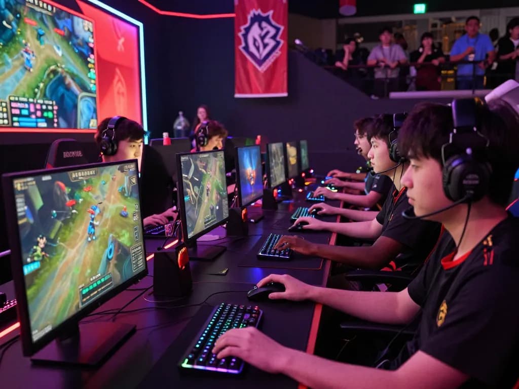 Gamers engaging in esports betting singapore at a vibrant tournament, showcasing popular games and competitive atmosphere.