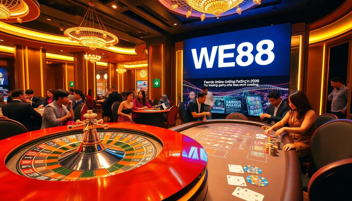 Players enjoying the thrilling casino experience at WE88 with roulette and poker activities.