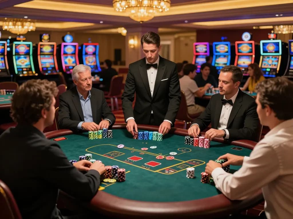 The SC88 sound module captures thrilling moments at a blackjack table in a vibrant casino.