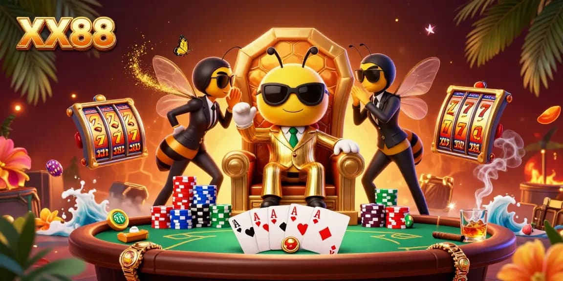 Spin and win at XX88 with vibrant slot reels and energetic casino elements in this dynamic illustration.
