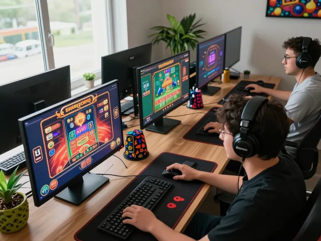 Experience online slots at Seri33, featuring vibrant gaming setup showcasing exciting gameplay.