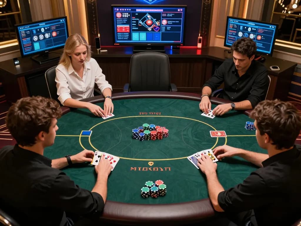 Engaged players in an intense poker game showcasing strategies at 13win online casino.