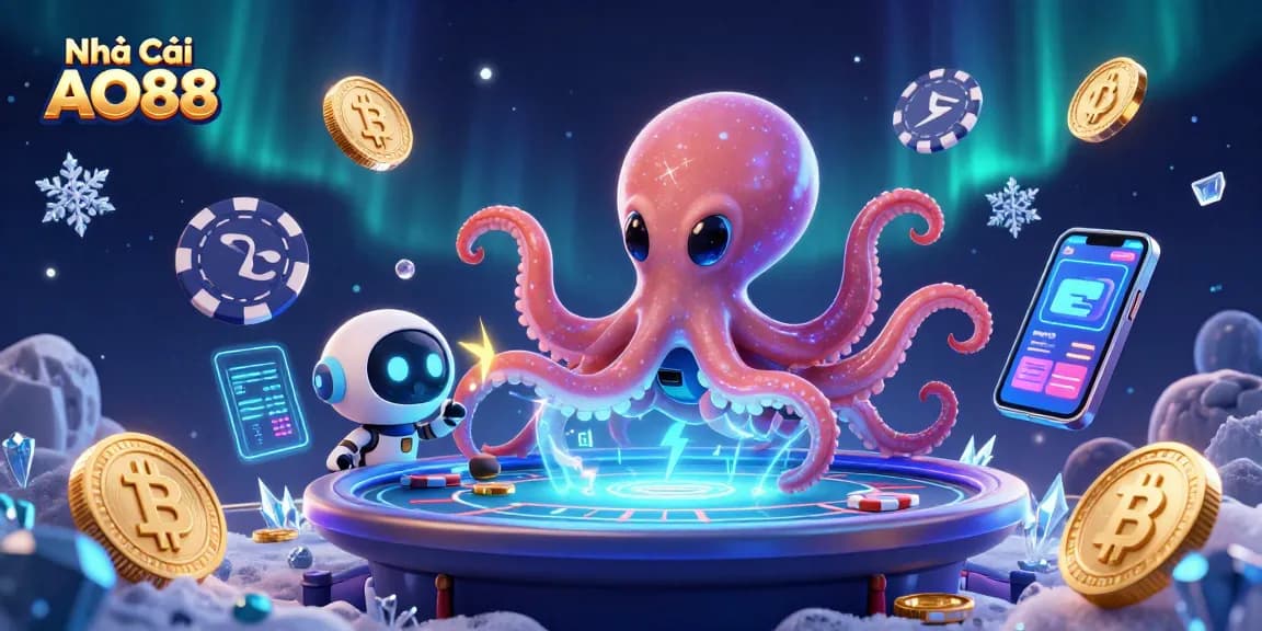 Experience thrilling gaming adventures at Nhà Cái AO88 with a vibrant 3D casino scene.