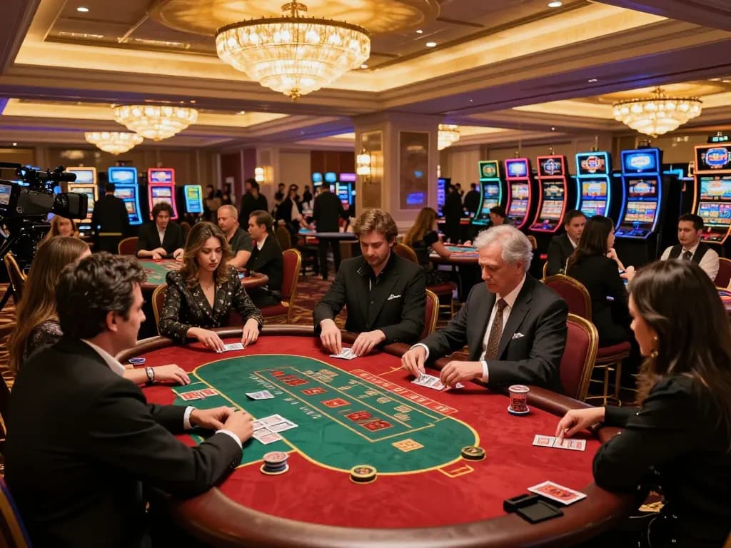 Engaged players at Five88 poker tables strategizing their next moves in a luxurious casino setting.