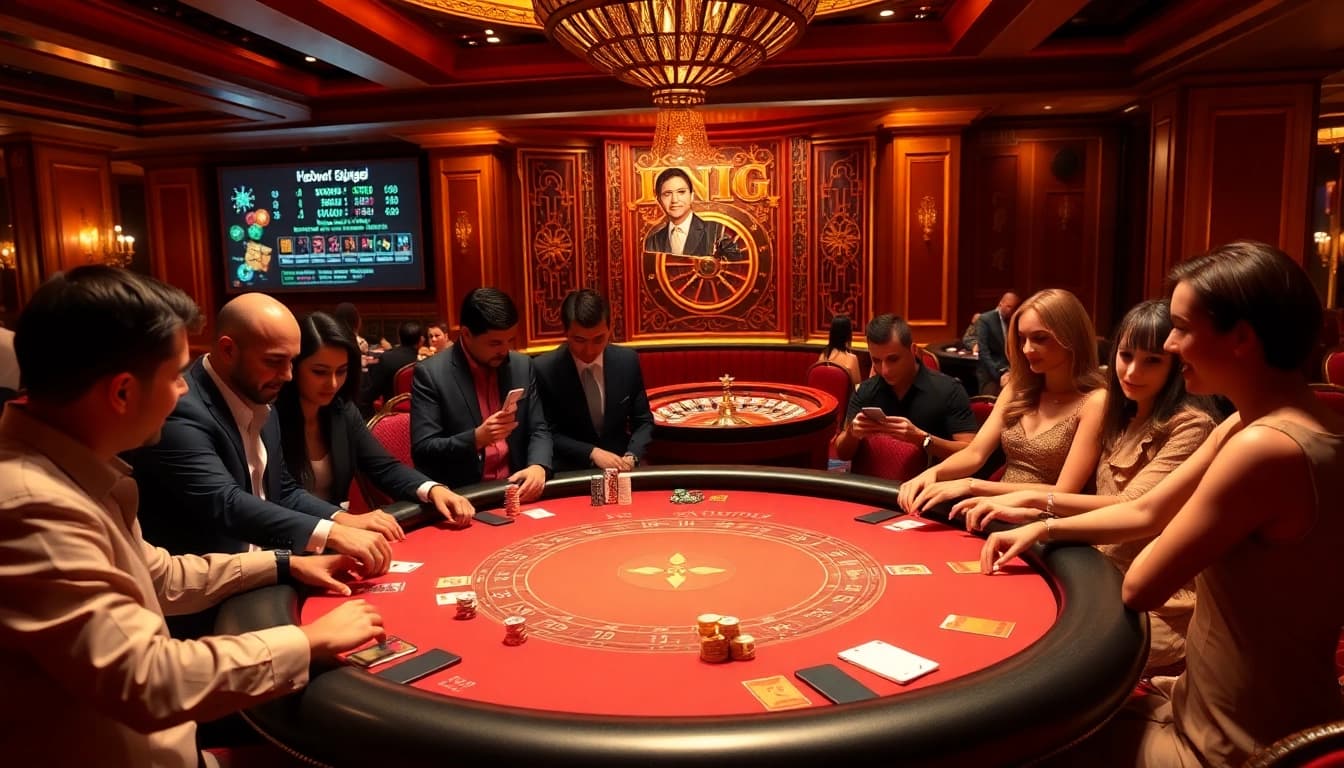 Engaging poker players at a luxurious casino table, showcasing odds from https://789betg.com/.