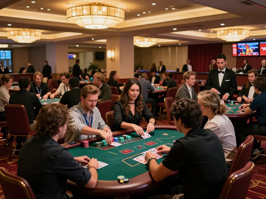 Players strategizing during an intense blackjack game at SC88 casino.