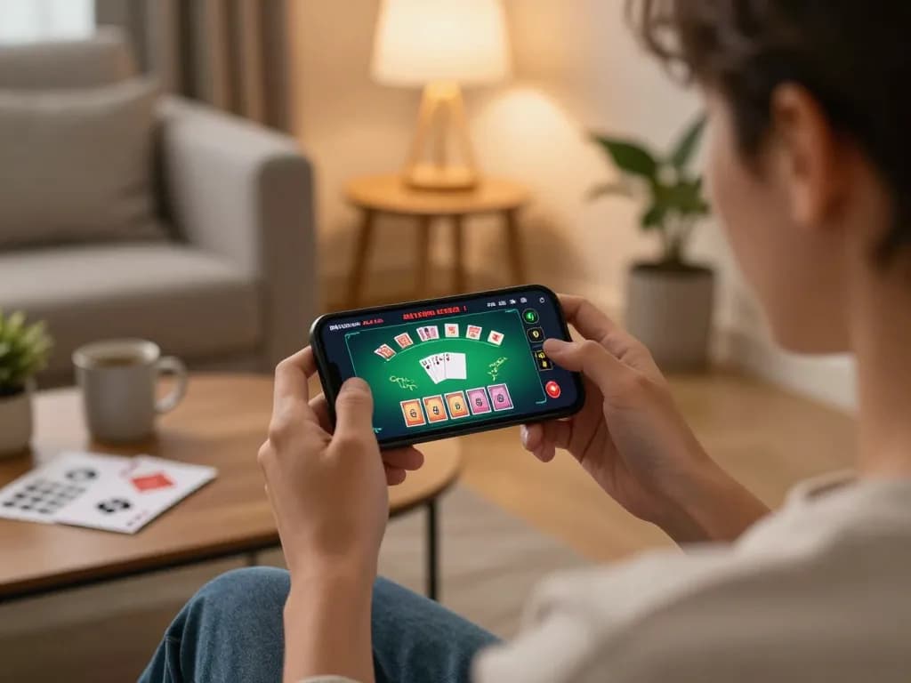 Mobile gaming session on AUDPlay app, showing live dealer blackjack gameplay with engaging betting options.