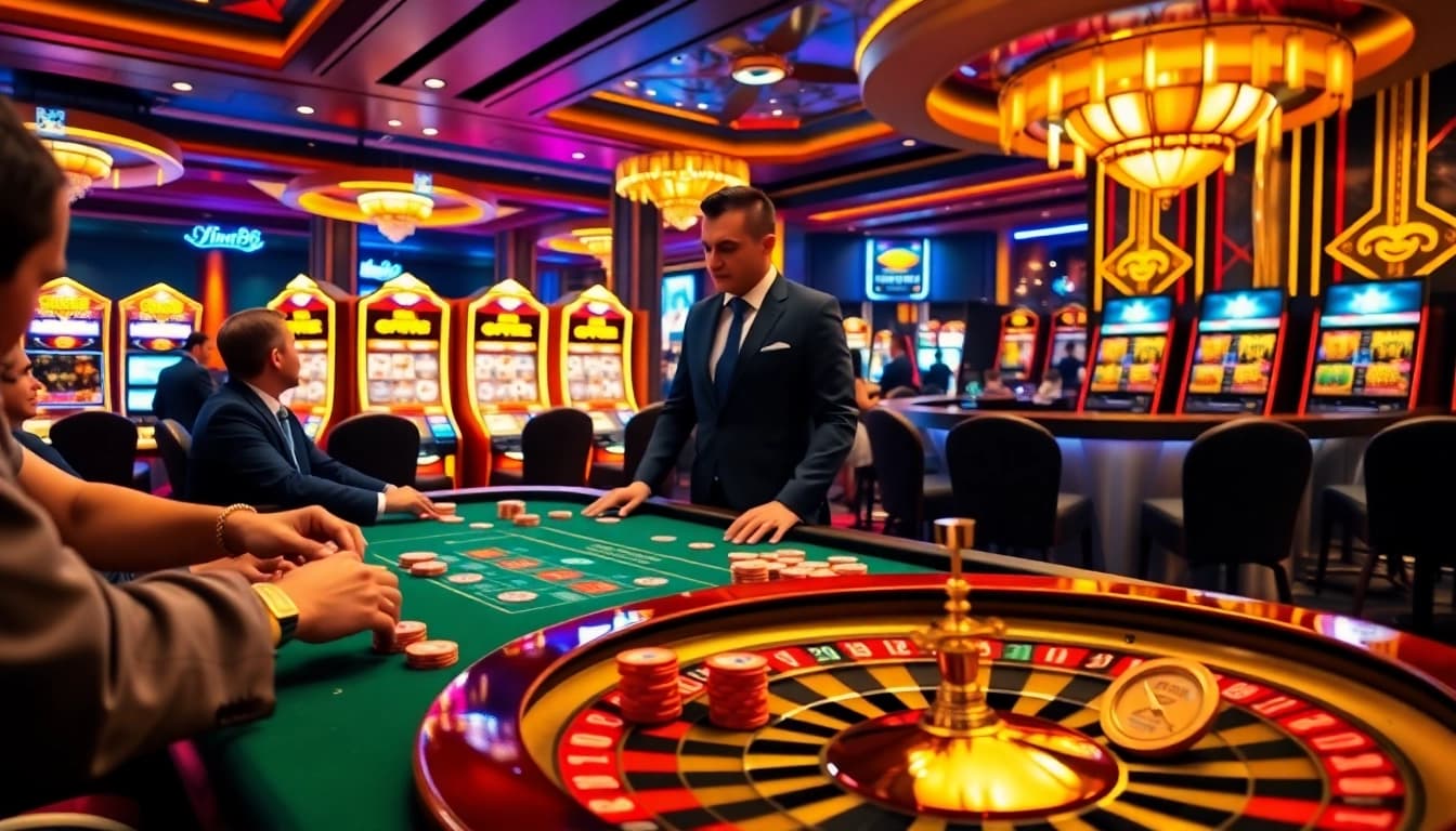 Exciting poker game action at Xin88 casino with vibrant cards and poker chips.