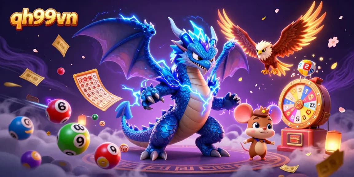 Experience the thrill of qh99vn with a vibrant 3D casino scene filled with action and excitement.