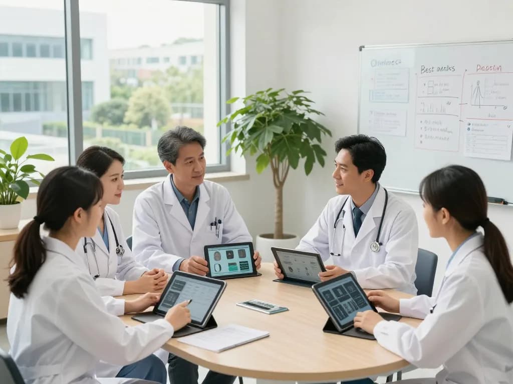Healthcare professionals collaborating at https://c168.date/ discussing patient care strategies in a modern setting.