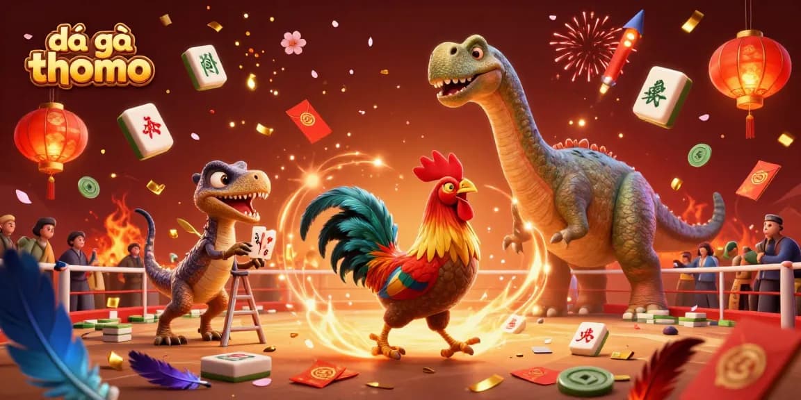 Experience the excitement of đá gà thomo with thrilling scenes from the cockfighting arena and dynamic characters.
