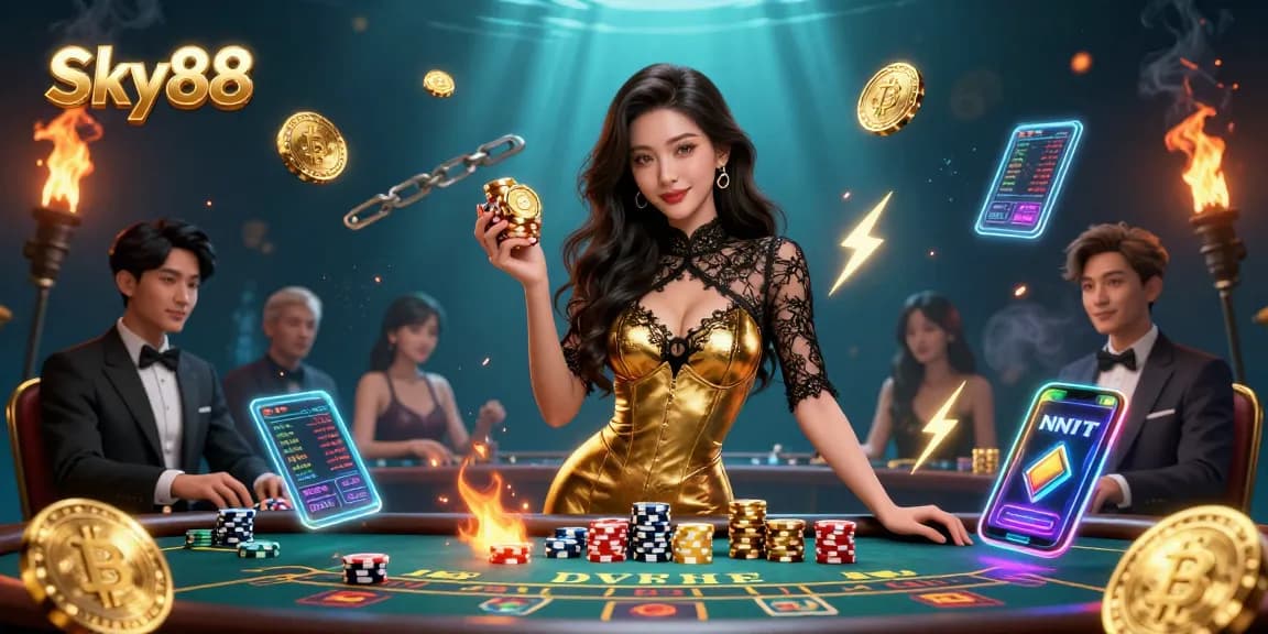 Engage in thrilling baccarat action at Sky88 with glamorous atmosphere and high-stakes gameplay.