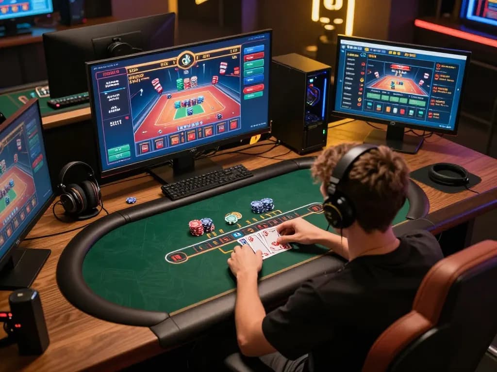 Player engaging in a live dealer blackjack game at Good88, showcasing a lively gaming atmosphere.