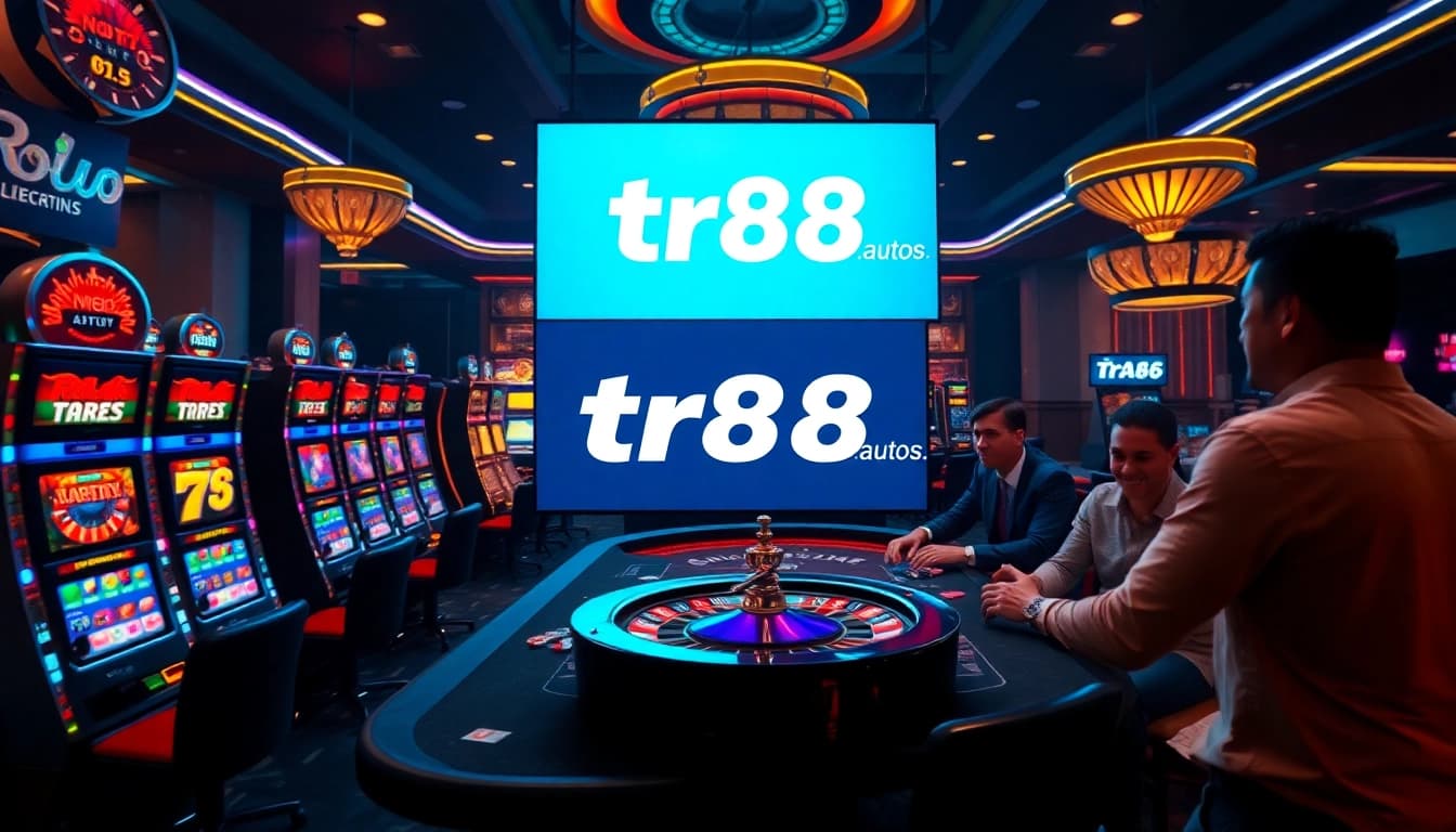 Experience the thrill of winning at https://tr88.autos/ with vibrant casino visuals featuring poker and slot games.