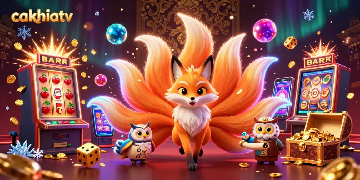 Cakhiatv delivers an exciting slot experience with colorful jackpot elements exploding around the nine-tailed fox spirit.