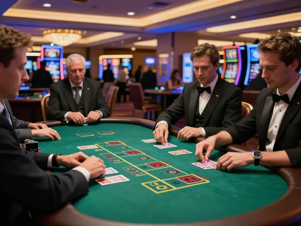 Play blackjack at iwin casino table with live dealer and excited players in luxurious ambiance