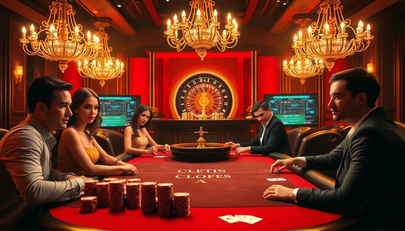 Players enjoy a thrilling poker match at https://88new.autos/, highlighting luxury and excitement in gambling.
