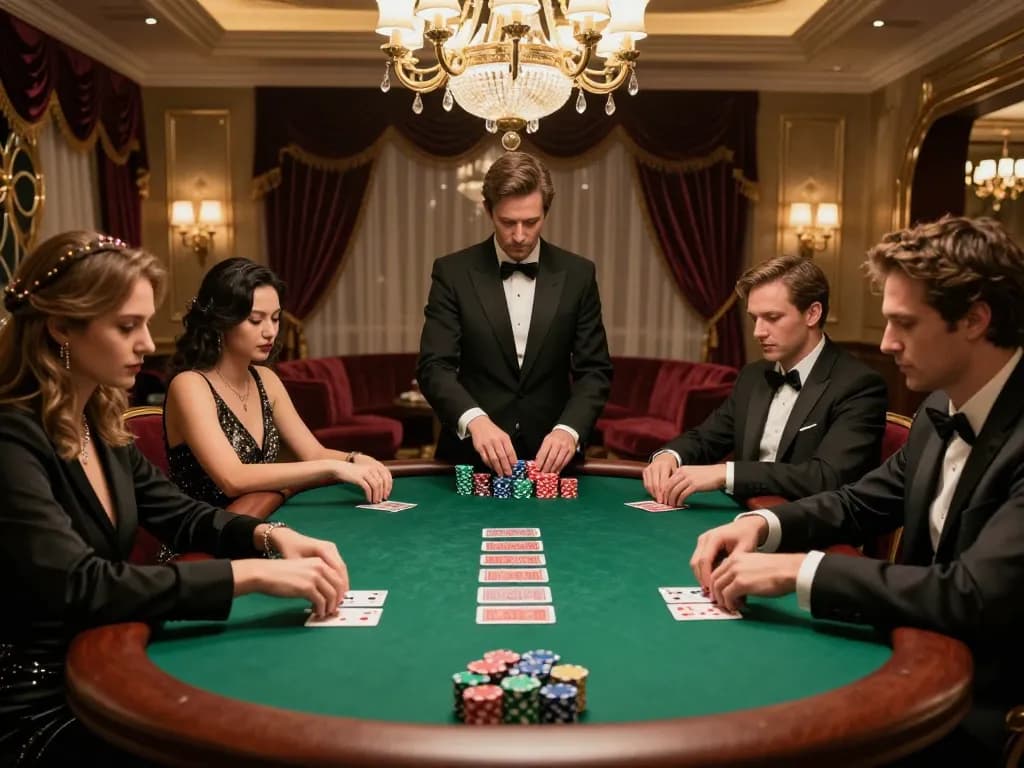 Engaged players strategizing in a high-stakes poker game at qq88z's luxurious venue.