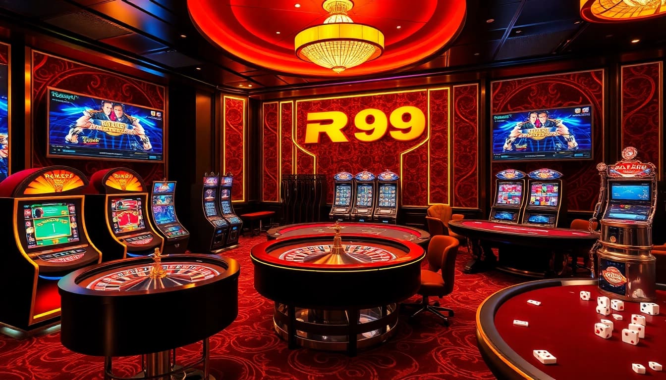 Experience RR99's thrilling online casino atmosphere featuring live games, slot machines, and strategic betting options.