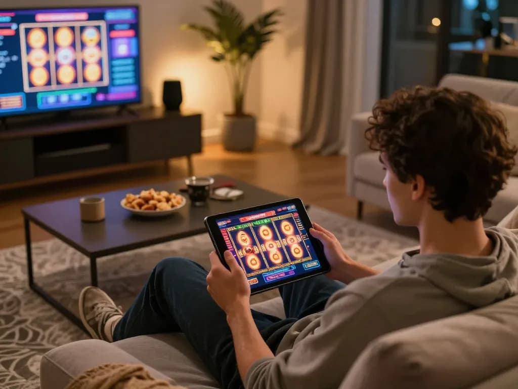 Engaging in thrilling slot games online at home with 78wintl's vibrant interface.