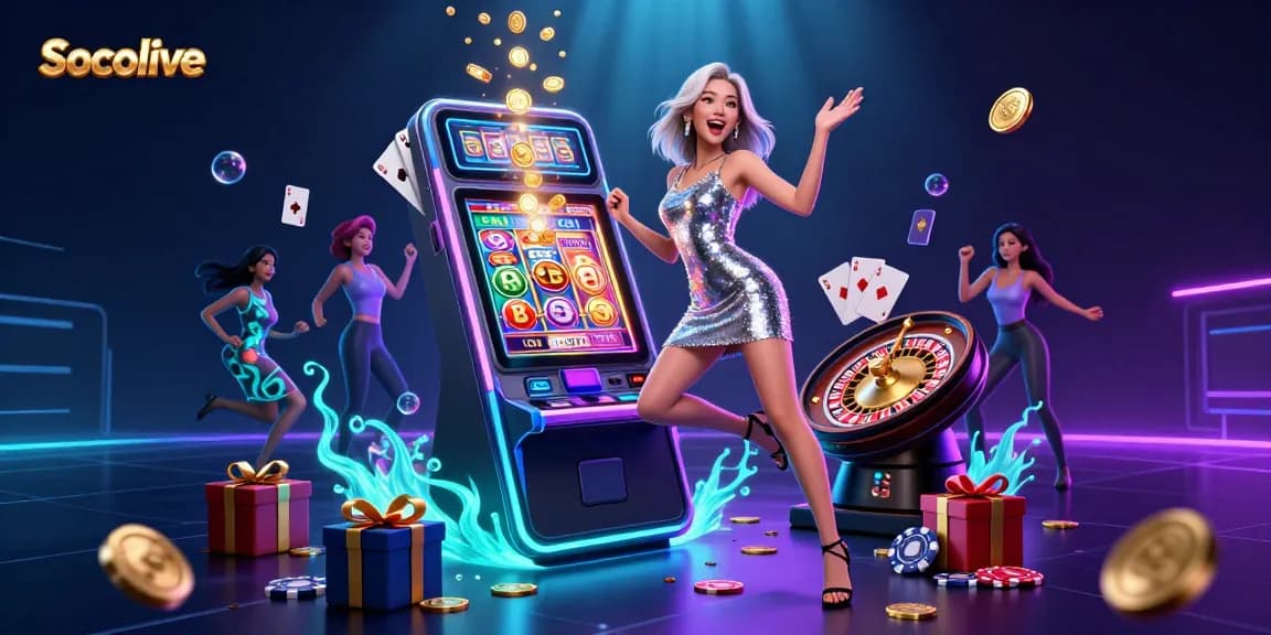 Socolive offers exciting live betting experiences with stunning visuals of a celebratory jackpot scene.
