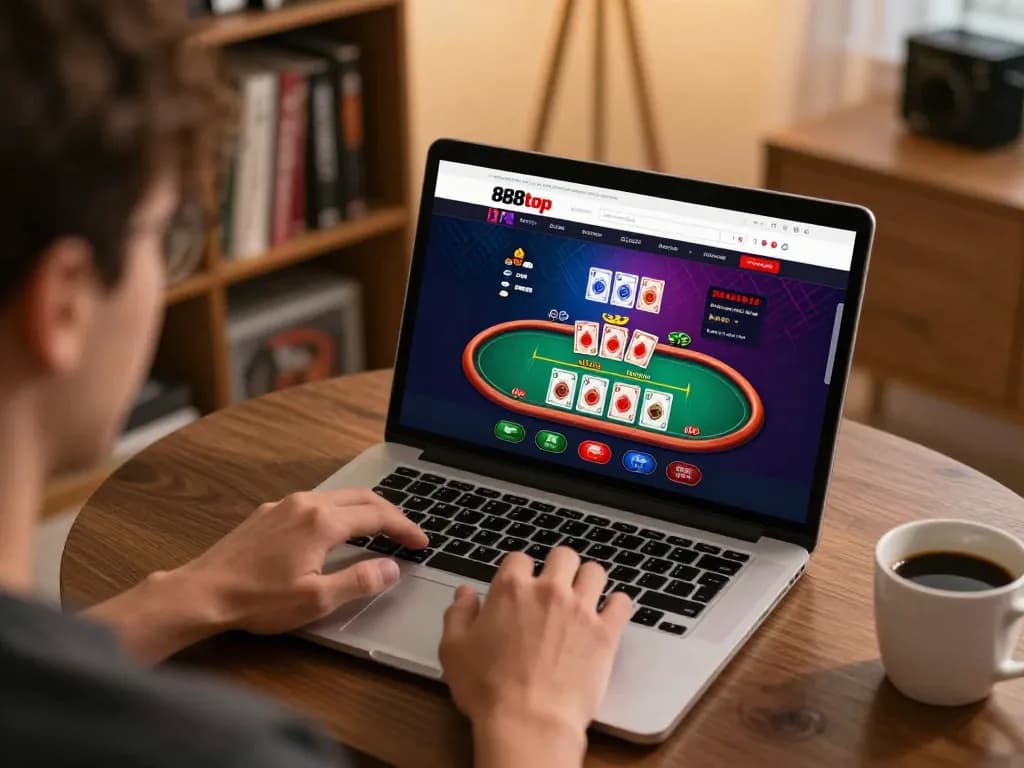 Player enjoying an online game on 888top, displaying live dealer action and strategic gameplay
