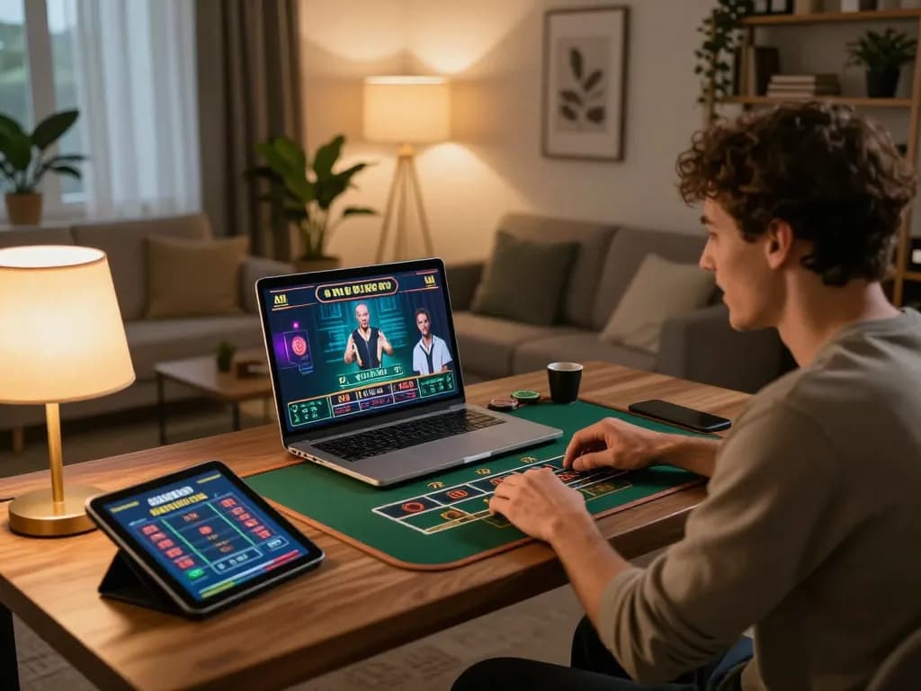 Engaging online gaming moment at home featuring 789win interface on a laptop.