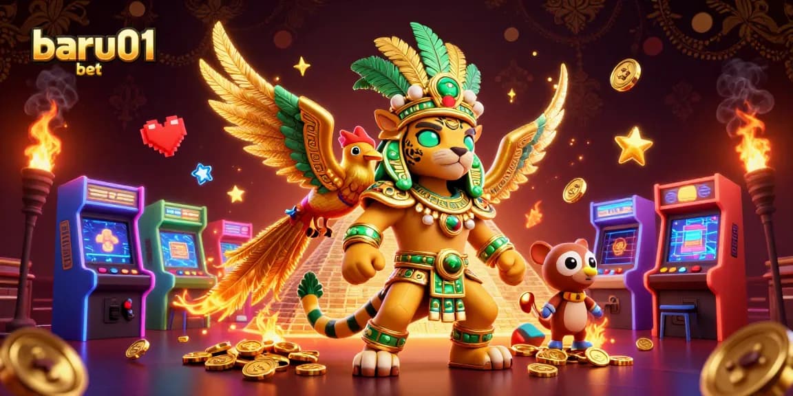 Rasakan kegembiraan dengan baru01 bet saat Anda bermain dengan pendeta jaguar Maya dan burung quetzal dalam suasana kasino yang penuh warna.