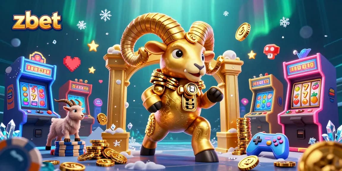 Engage with zbet's exciting casino action featuring a golden ram charging amidst vibrant gaming elements.