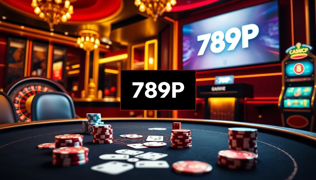 Players enjoying a thrilling game at 789P's modern casino, with poker chips and cards prominently displayed.