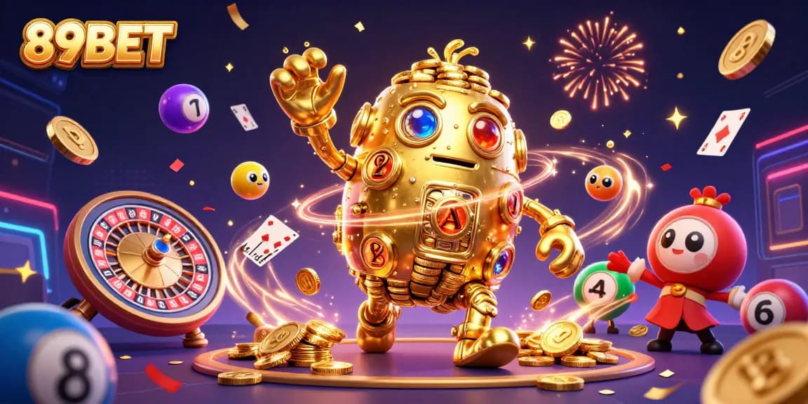 Experience thrilling gameplay with 89BET's vibrant casino scene featuring golden golems.