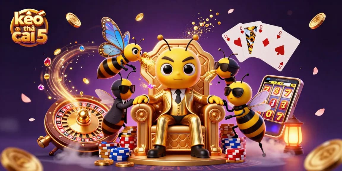 Engage with kèo nhà cái 5 in an exhilarating casino scene featuring a mob boss and dazzling game elements.
