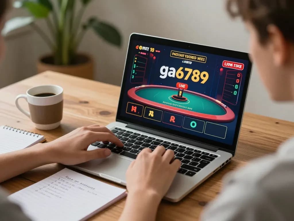 Engaged user plays interactive live game on ga6789 platform in cozy home setup.