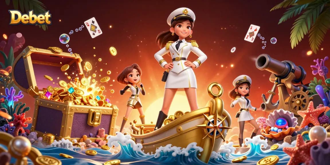 Engage with Debet's thrilling casino scene featuring vibrant characters and game elements.