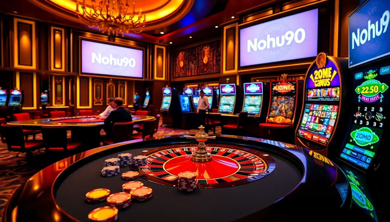 Nohu90 offers an exciting gaming experience with vibrant slot machines and immersive casino elements.