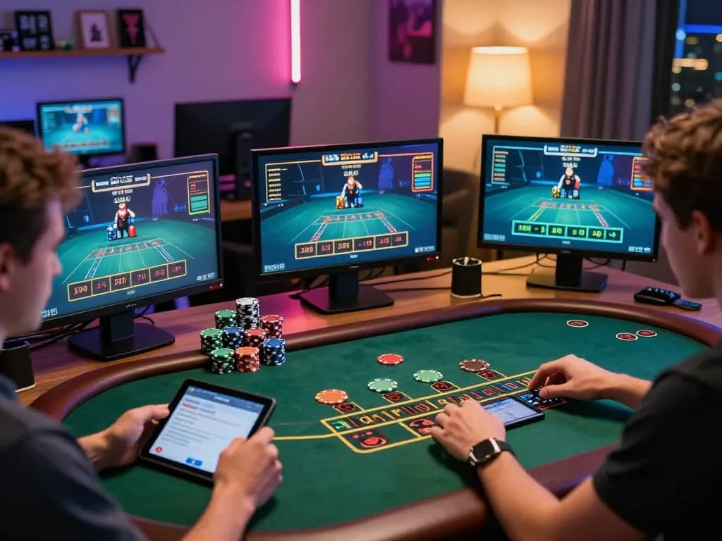 Players engaging in a live dealer game at tg88, showcasing real-time betting action in an inviting home setting.
