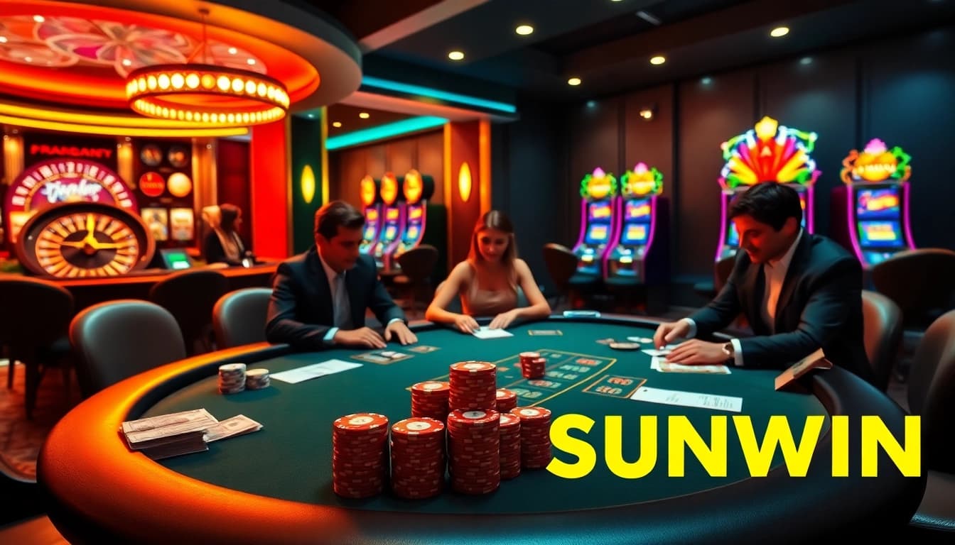 Experience thrilling poker moments at SUNWIN Casino, featuring elegant gameplay and vibrant settings.