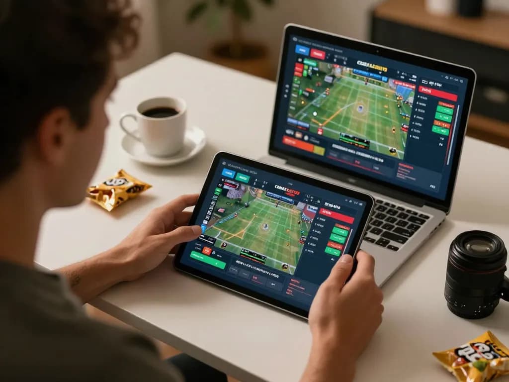 Engaging in online sports betting at home with pucuk138 on display, showcasing dynamic betting environment and strategic gameplay