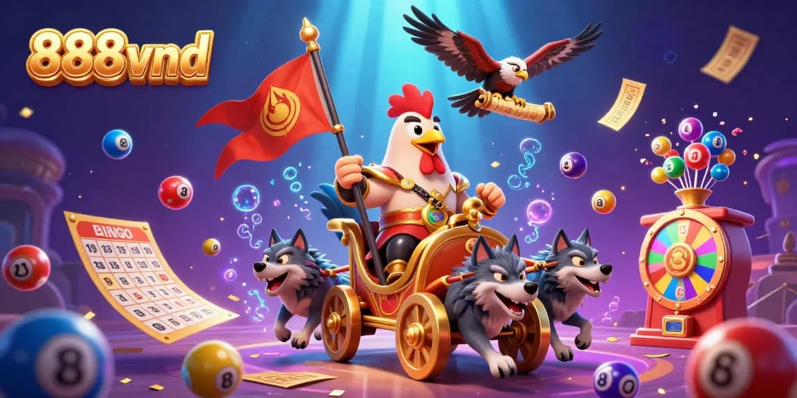 Engage with the thrilling world of 888vnd, where a rooster warlord leads dynamic lottery action.