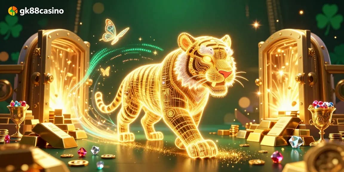 Experience gaming excitement at gk88casino in a vibrant, digitally-rendered casino atmosphere.