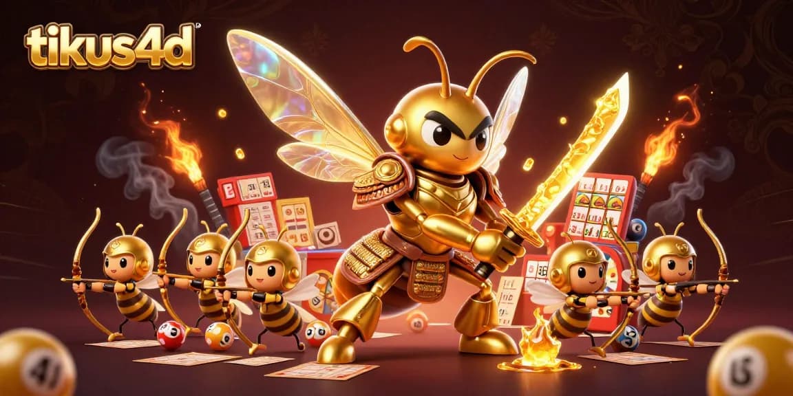 Engage in lottery excitement with tikus4d's dynamic 3D illustration showcasing vibrant game elements.