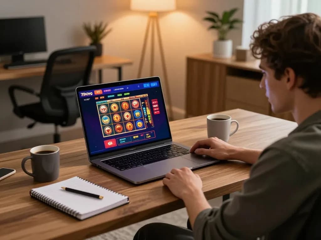Player engaging with 79king online casino on laptop, displaying immersive gaming interface