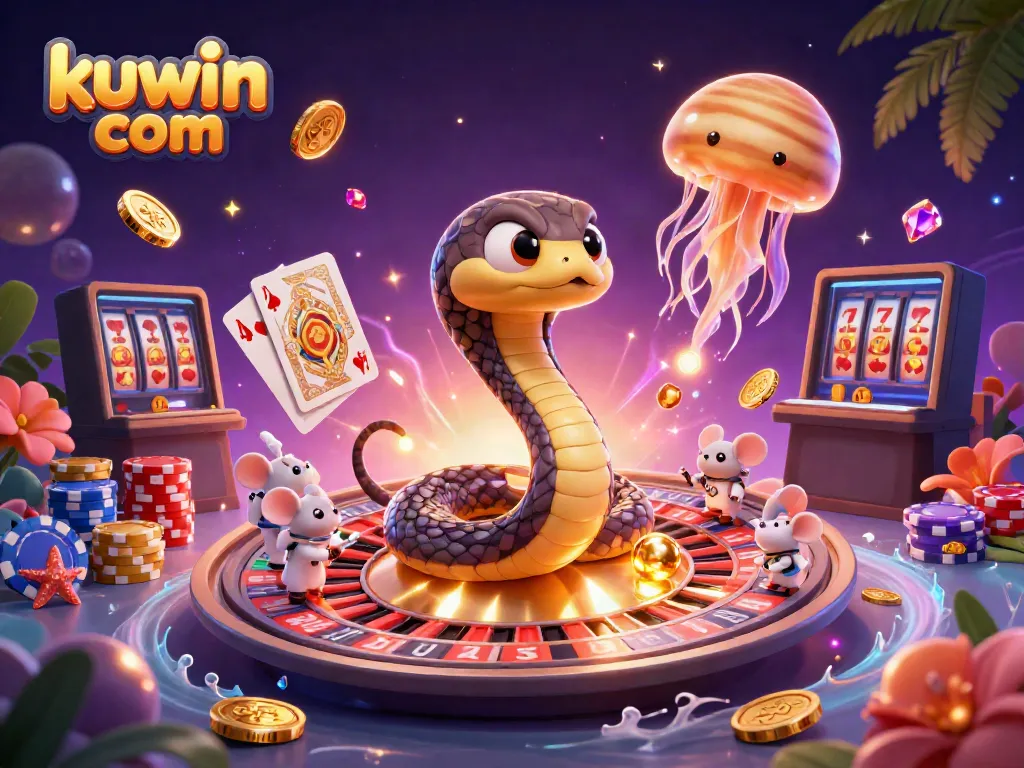 Experience thrilling bets at kuwin com with detailed 3D casino illustrations featuring cosmic gaming elements.